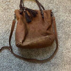 Charming Charlie Brown Shoulder Bag with Tassel